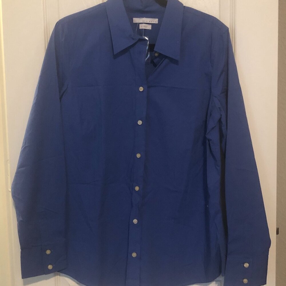 Old Navy Y2K royal blue long-sleeve button-up with collar size XL - never‎ worn